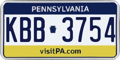 PA license plate KBB3754