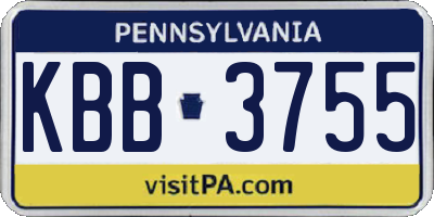 PA license plate KBB3755