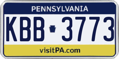 PA license plate KBB3773