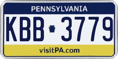 PA license plate KBB3779