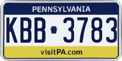 PA license plate KBB3783