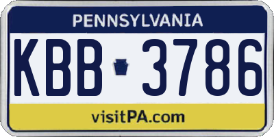PA license plate KBB3786