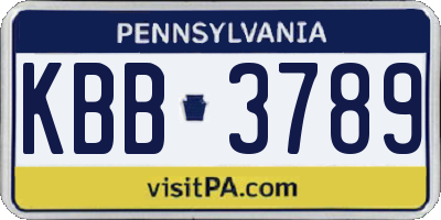 PA license plate KBB3789