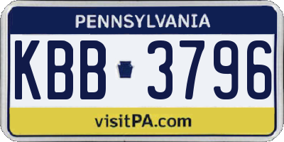 PA license plate KBB3796