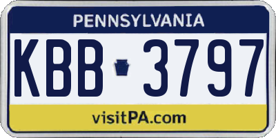 PA license plate KBB3797
