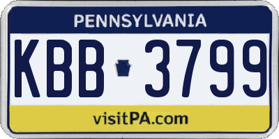 PA license plate KBB3799
