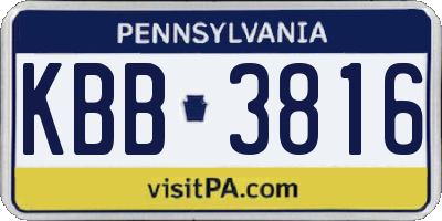 PA license plate KBB3816