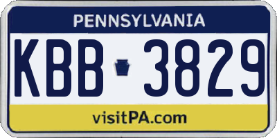 PA license plate KBB3829