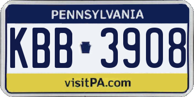 PA license plate KBB3908