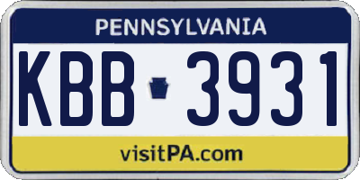 PA license plate KBB3931