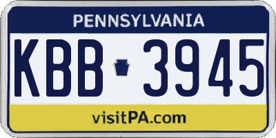 PA license plate KBB3945