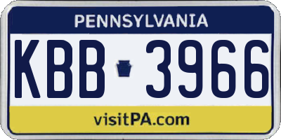 PA license plate KBB3966
