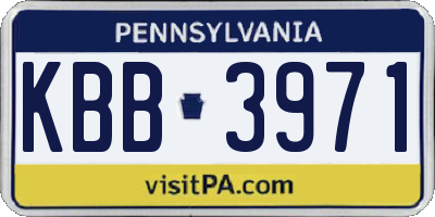 PA license plate KBB3971