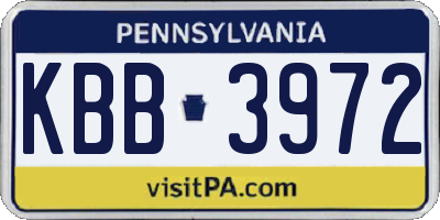 PA license plate KBB3972