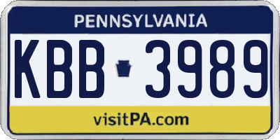 PA license plate KBB3989