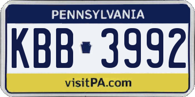 PA license plate KBB3992