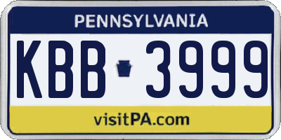 PA license plate KBB3999