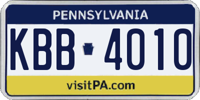 PA license plate KBB4010