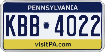 PA license plate KBB4022