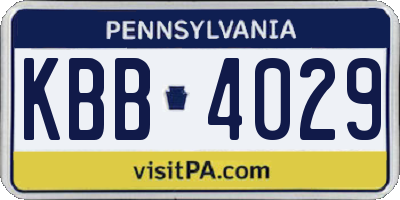 PA license plate KBB4029