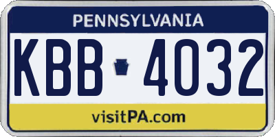 PA license plate KBB4032