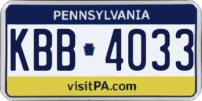 PA license plate KBB4033