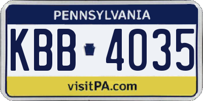 PA license plate KBB4035