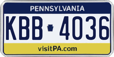 PA license plate KBB4036
