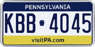 PA license plate KBB4045