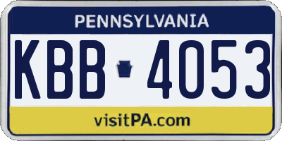 PA license plate KBB4053