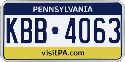 PA license plate KBB4063