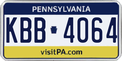 PA license plate KBB4064