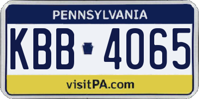 PA license plate KBB4065