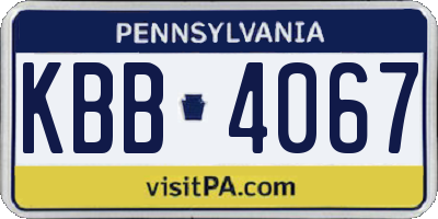 PA license plate KBB4067
