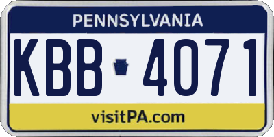 PA license plate KBB4071