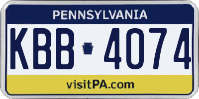 PA license plate KBB4074