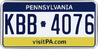 PA license plate KBB4076
