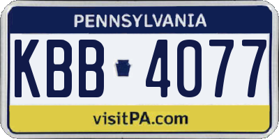 PA license plate KBB4077