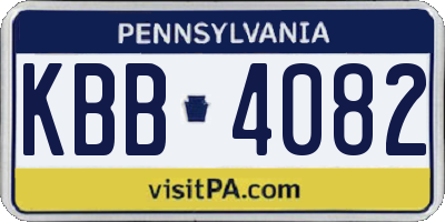 PA license plate KBB4082