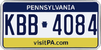 PA license plate KBB4084