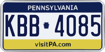 PA license plate KBB4085