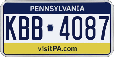 PA license plate KBB4087