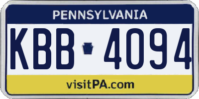 PA license plate KBB4094
