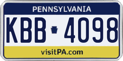 PA license plate KBB4098