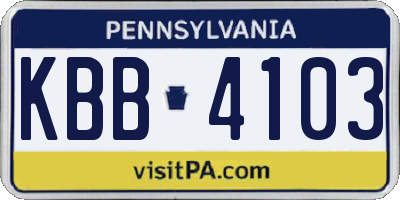 PA license plate KBB4103