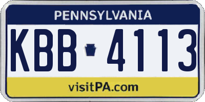 PA license plate KBB4113