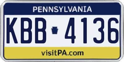 PA license plate KBB4136