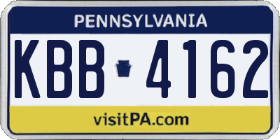 PA license plate KBB4162