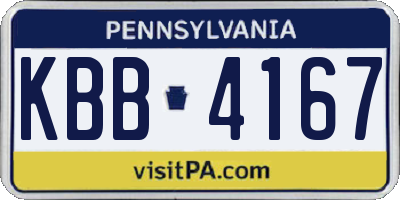 PA license plate KBB4167