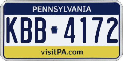 PA license plate KBB4172